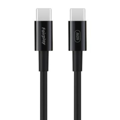 Fairplay - Câble tressé ultra-rapide Power Delivery 60W USB-C vers USB-C 2m - Noir