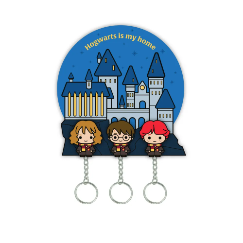 Support Mural Clés avec 3 Porte-clés Harry Potter