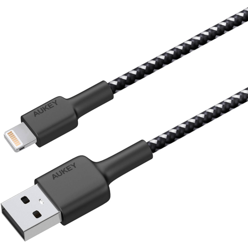 Aukey - Câble USB vers Lightning ultra-résistant 1.2m - Noir