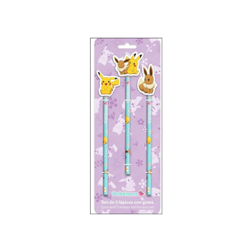 Set de 3 Crayons avec Toppers Pokémon Collection Flower