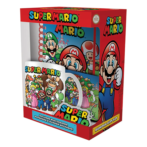 Coffret Cadeau Super Mario Mug, Carnet, Dessous de Verre et Porte-clés