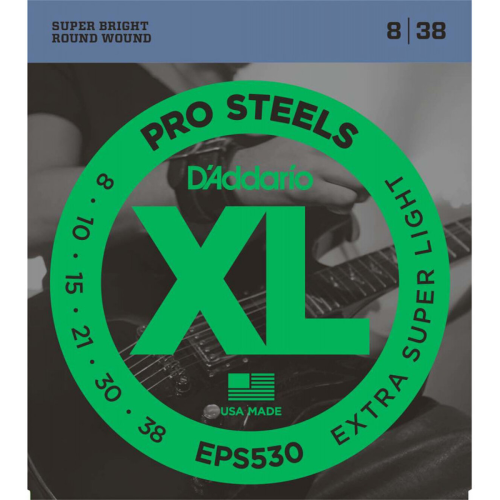 Jeu de cordes pour guitare électrique D'Addario ProSteels Extra Super Light 8-38