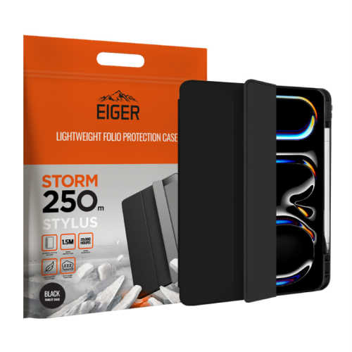 Eiger - Étui Folio ultra-fin avec support stylet pour iPad Pro 13"  - Noir