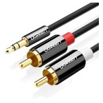 Câble Jack 3,5mm Mâle / 2RCA Mâle 2m noir (neuf)