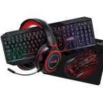 Pack gaming Pro Hunters 5 pièces: Clavier, Souris & Tapis, Casque & Adaptateur. Retro-éclairage RVB. AZERTY & USB   (neuf)