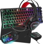 Pack Pro gaming Legends 6 pièces: Clavier, Souris, Tapis, Casque, convertisseur Compatible PC/PS4/Xbox One/Switch/PC (neuf)