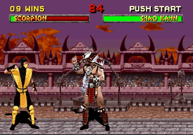 414037 mortal kombat ii sega saturn screenshot shao kahn getting