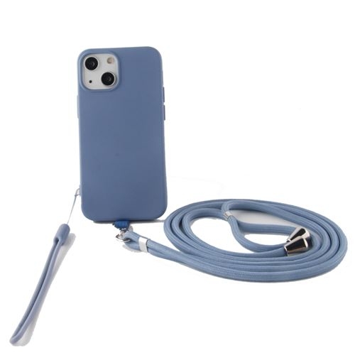 JAYM Coque Silicone Bleu Gris pour Apple iPhone 14 Plus Tour de Cou et Tour de Poignet inclus interieur 100 microfibre (1)